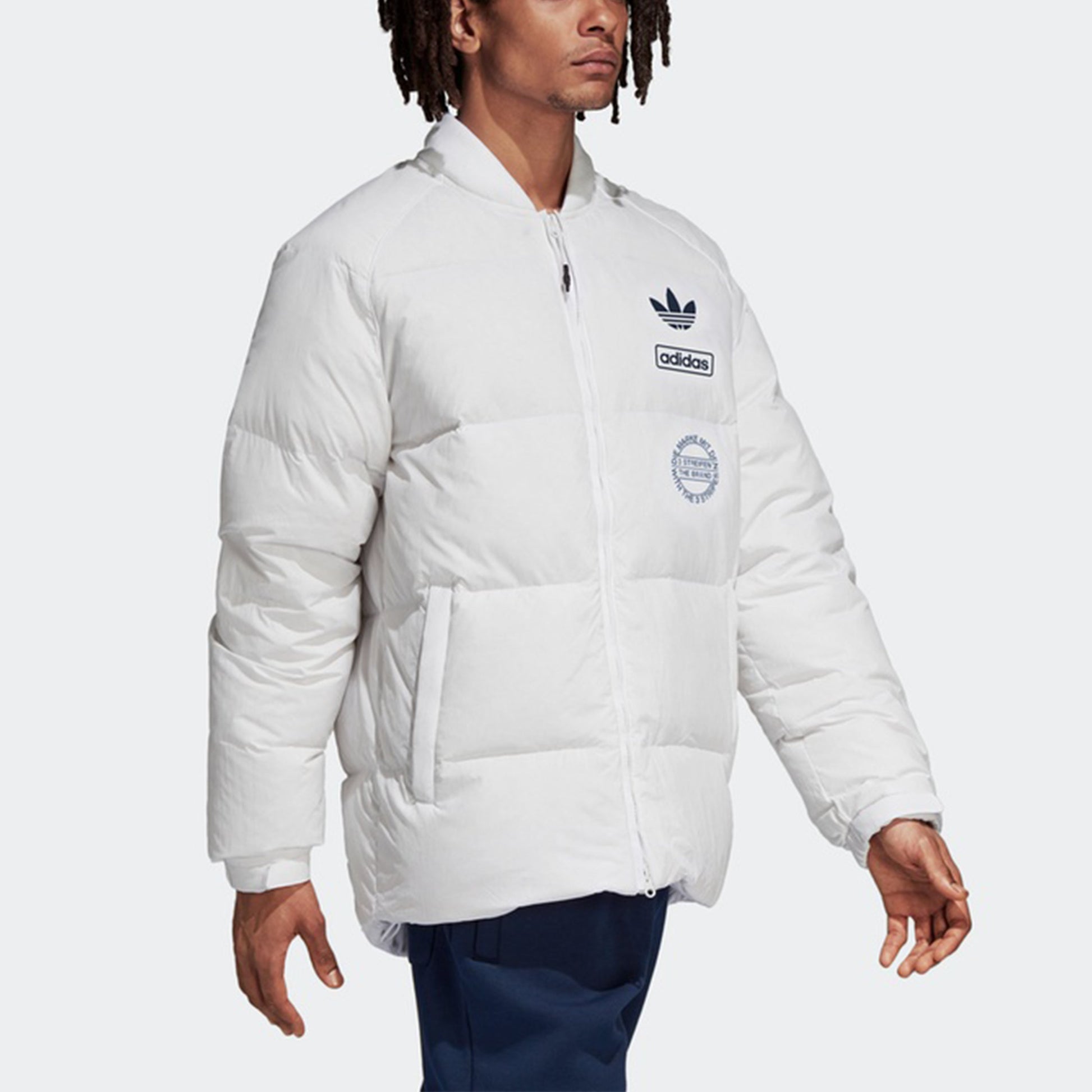 adidas originals Graphic JKT Contrasting Colors Windproof Stay Warm Sports Down Jacket White DP8554