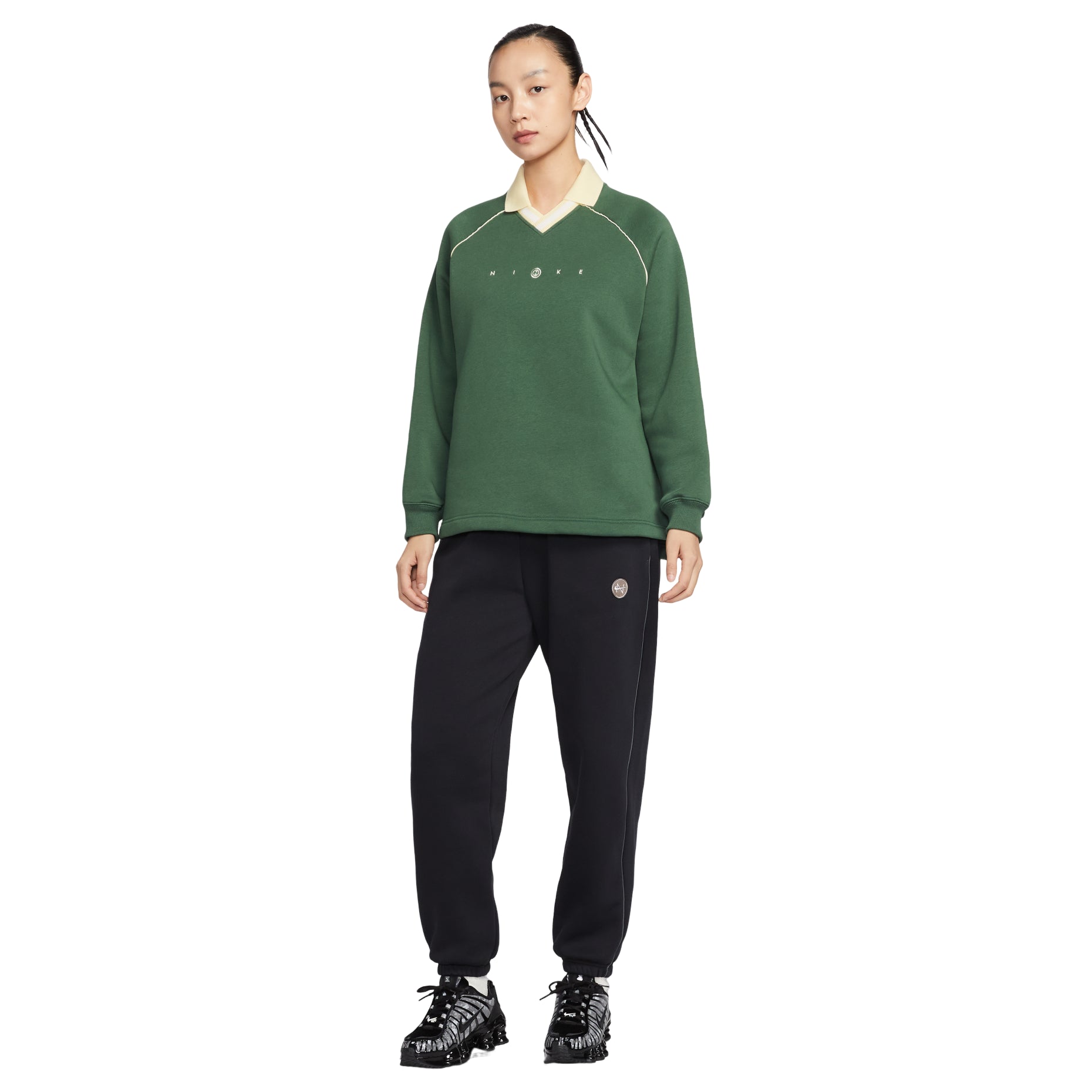 (WMNS) Nike Sportswear Phoenix Fleece Oversized Graphic Polo Top 'Fir Alabaster' IF0257-323
