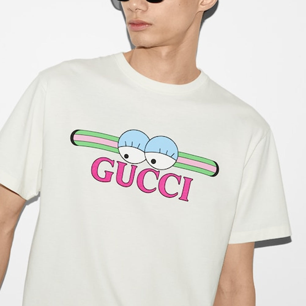 Gucci Cotton Jersey T-Shirt With Gucci Print 'Off White' 785345-XJGIM-9095