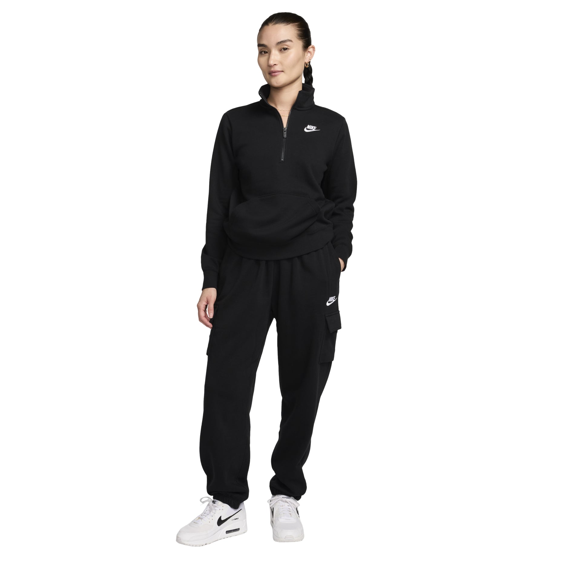 (WMNS) Nike Sportswear Club Fleece Mid-Rise Oversized Cargo Tracksuit Bottoms 'Black' DQ5197-010
