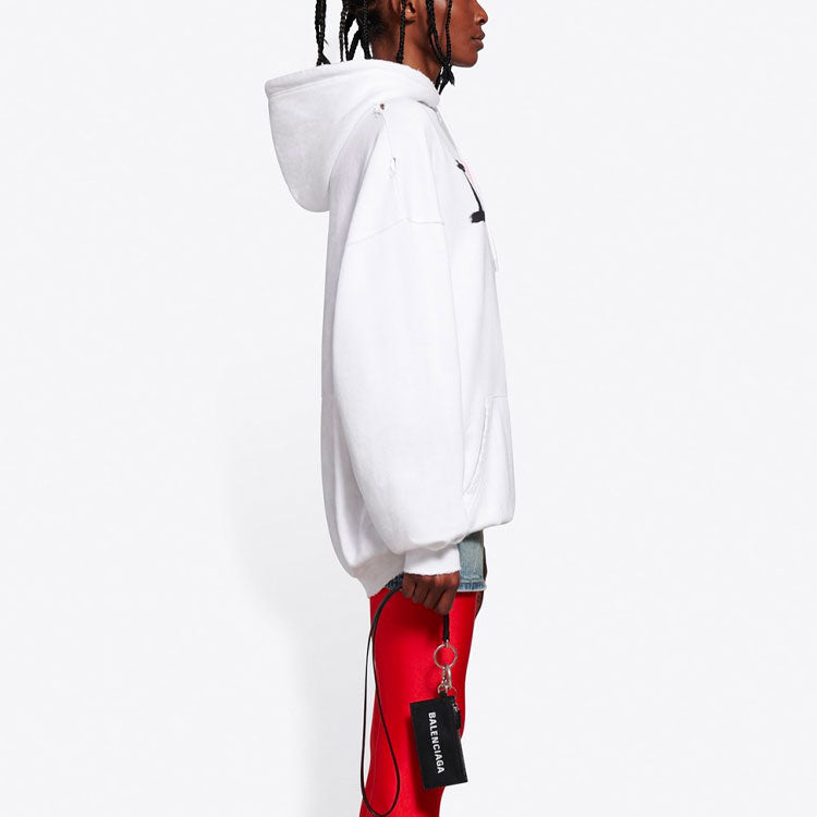 (WMNS) Balenciaga SS21 Printing Hoodie White 578135TJVL69040