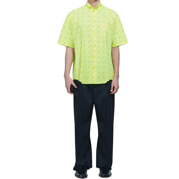 Balenciaga All Over Logo Shirt 'Neon Yellow' 534332TILX67110