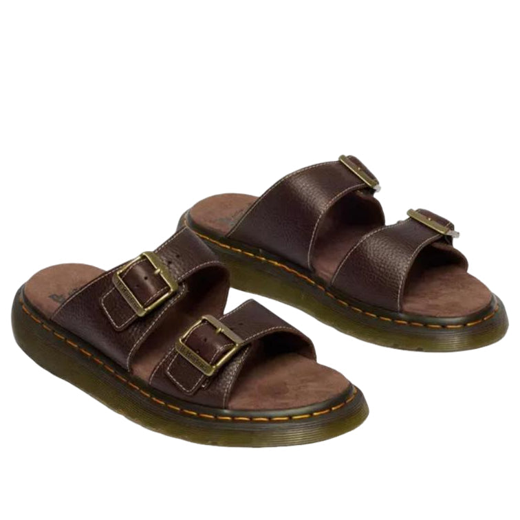Dr. Martens Josef Slide Grizzly Leather Sandals 'Dark Brown' 43410200