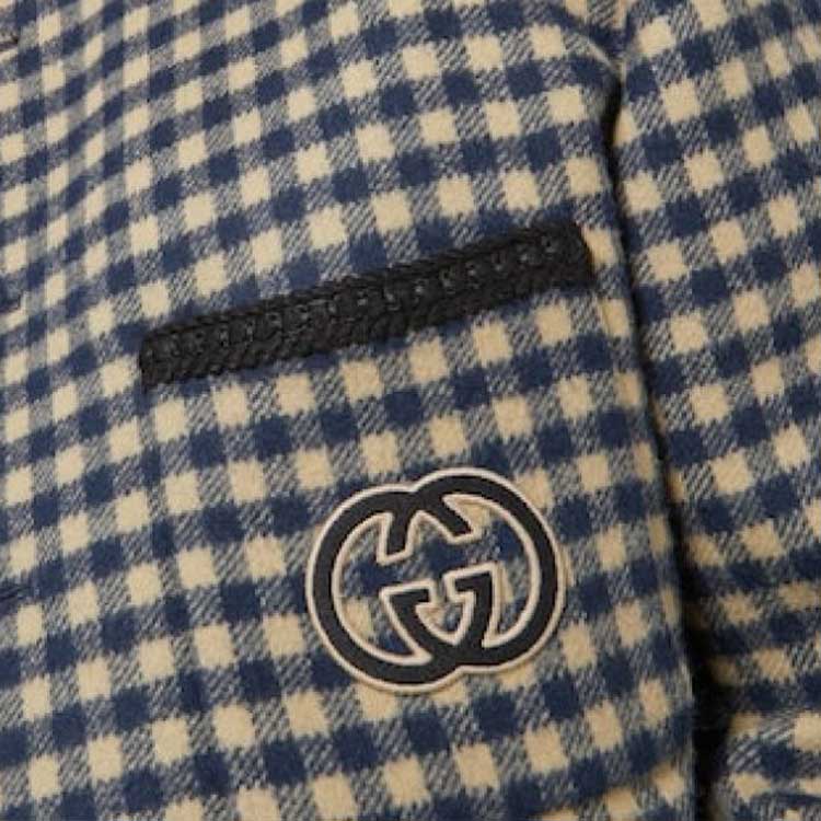 Gucci Wool Gingham Jacket With Interlocking G 'Beige Blue' 770950-ZAO92-9276