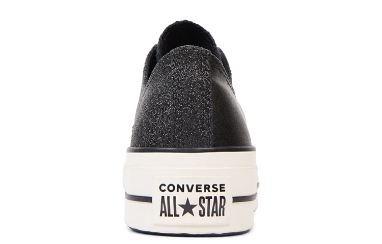 (WMNS) Converse Chuck Taylor All Star Shiny Metals Platform Low Top Thick Sole Black White 565899C