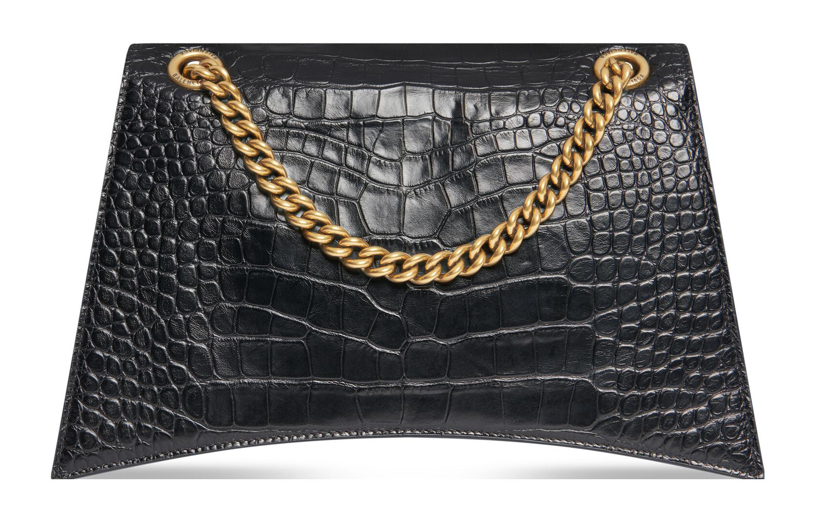 (WMNS) Balenciaga Crush Crocodile Medium Chain Bag 'Black' 716393210IX1000