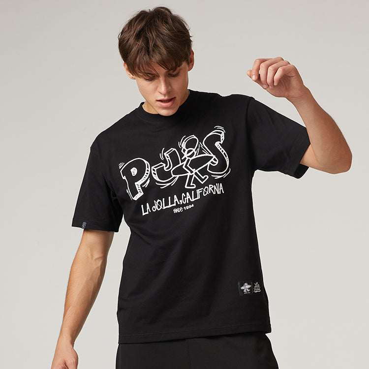 PJs Vigor Surf Alphabet LOGO Basic Pattern Casual Pure Cotton Unisex Black 20SSTS1006-P