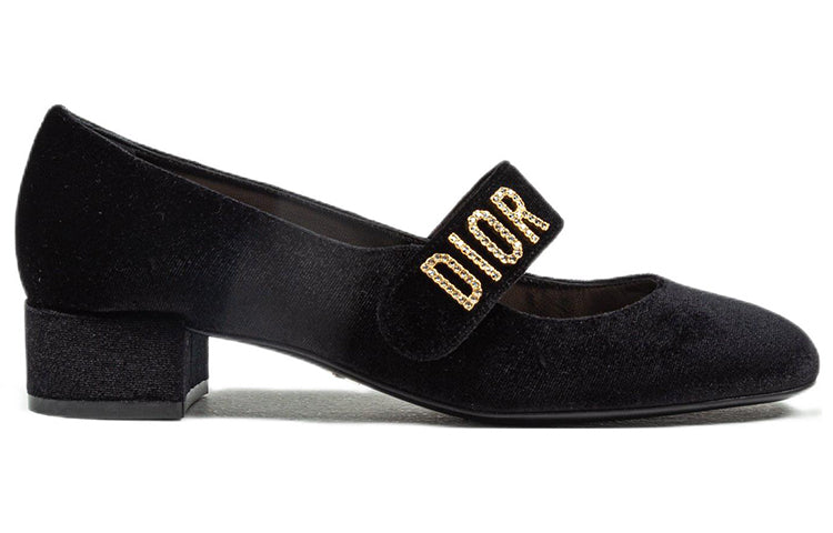 DIOR Baby-D Chunky Heel Mary Jane Shoes Women's Black