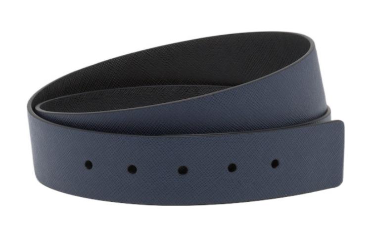 PRADA Leather Belts Men's Dark Purple Blue/Black Width 3.5cm