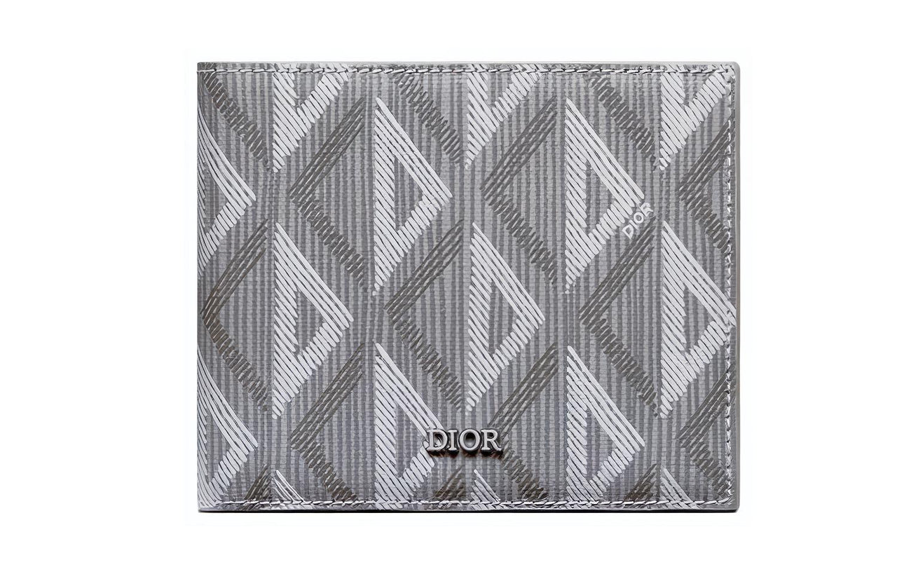 DIOR Smooth Cow Leather With Canvas Card Holder, Wallet Men's Gray