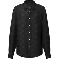 LOUIS VUITTON 1AHCGA Jacquard Damier Long-Sleeved Silk Shirt