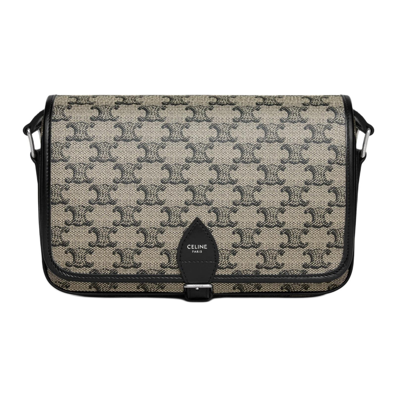 CELINE Canvas With Calfskin Shoulder Bag Small Size Unisex Light Umber