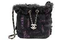 CHANEL Denim Bucket Bags Shoulder Bag Crossbody Bag Small Size Women's Black