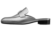 HERMES Trocadero Closed Toe Slippers Women's Silver