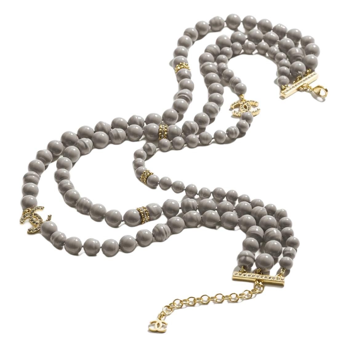 CHANEL Metal Necklaces Unisex Gray