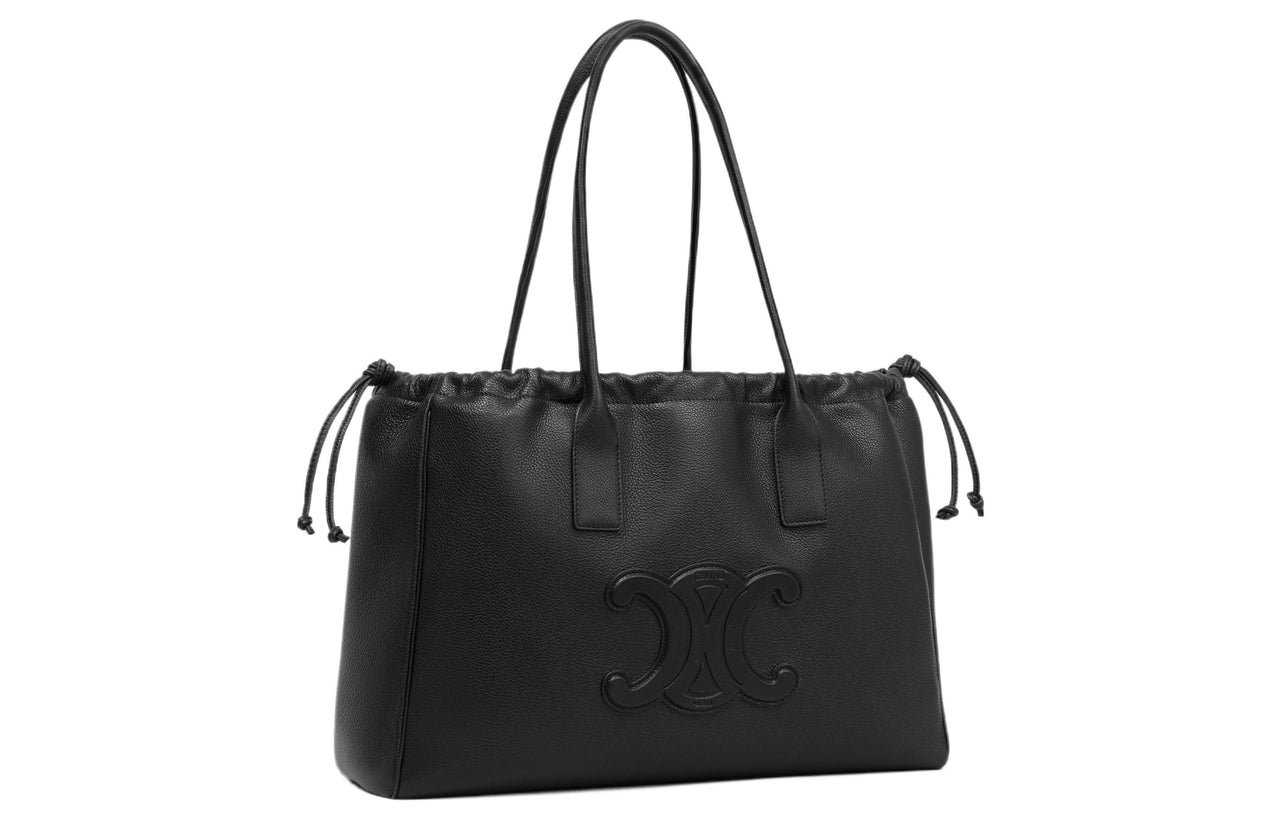 CELINE Cabas Grained Calfskin Tote Bag Shopping Bag Handbag Regular Women's Black
