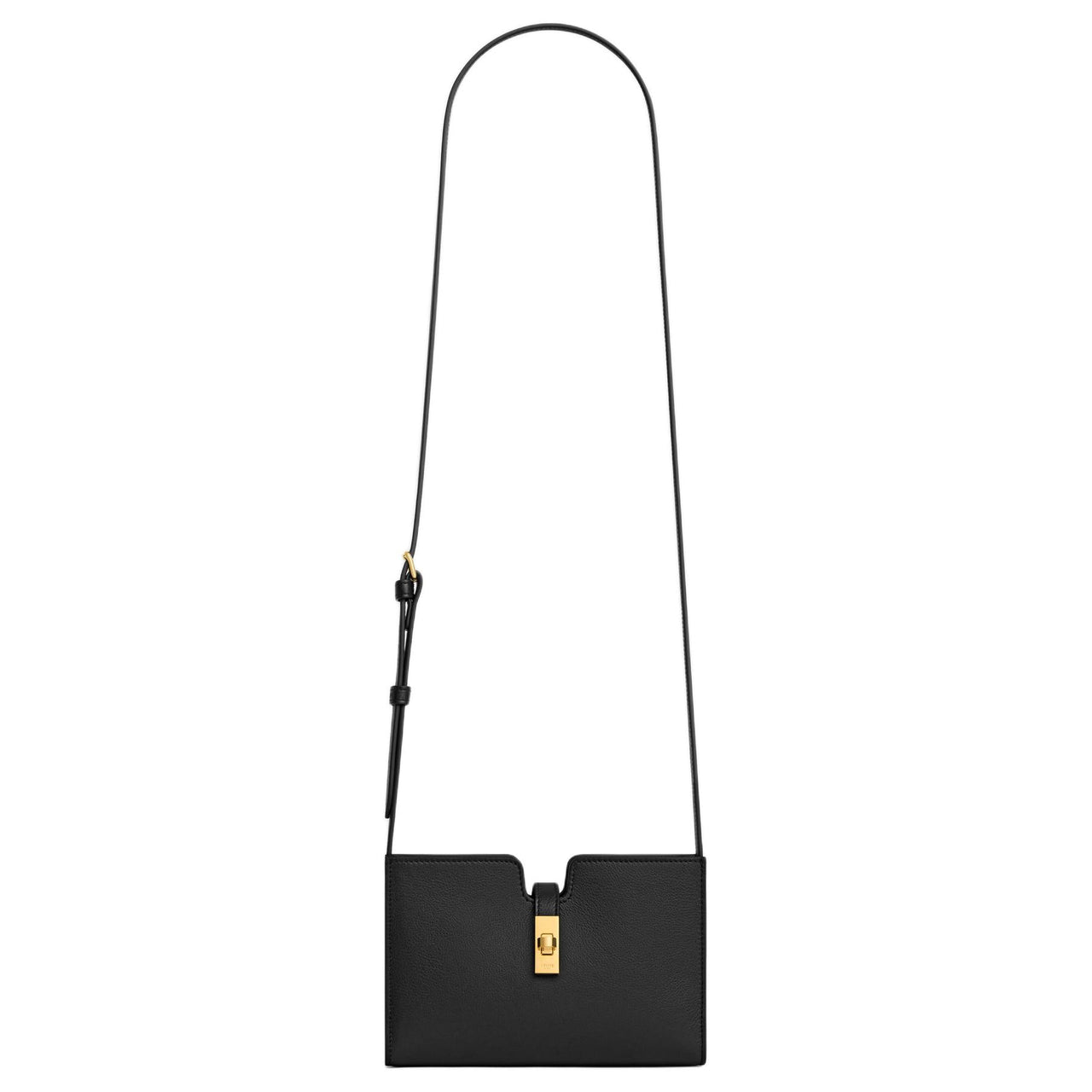 CELINE 16 Soft Calfskin One Shoulder Crossbody Clutches Mini Women's Black