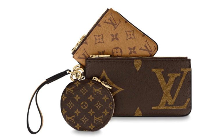 LOUIS VUITTON Trio Pouch Monogram Giant/Reverse/Mini Brown