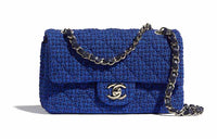CHANEL Classic Flap CF Twill Soft Nappa With Metal Shoulder Bag Crossbody Bag Women's Dark Blue