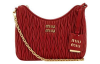 MIU MIU Matelassé Sheepskin Portable Crossbody Bag, Shoulder Bag Women's Red