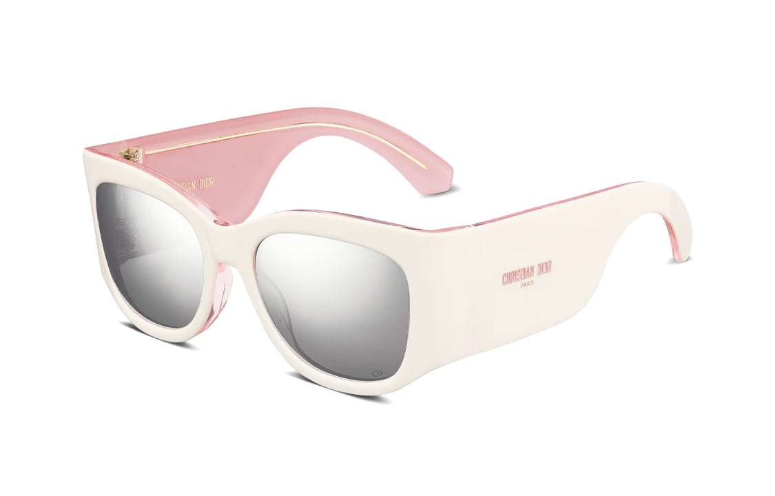 DIOR Acetate Irregular Shape Sunglasses Women's White/Pink