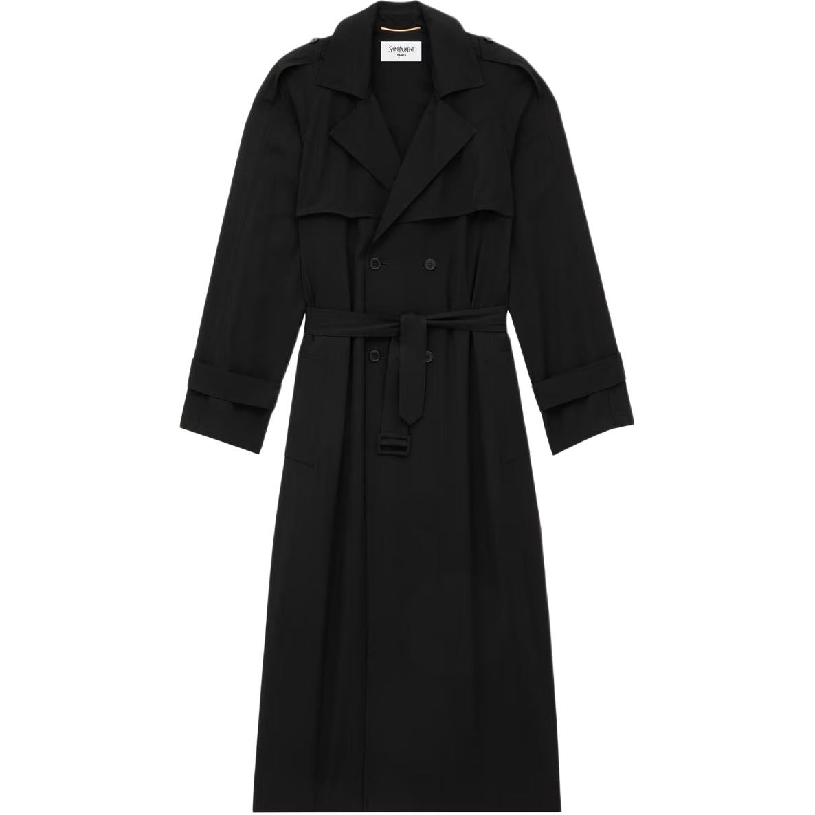 SAINT LAURENT Trench Coat Unisex Black