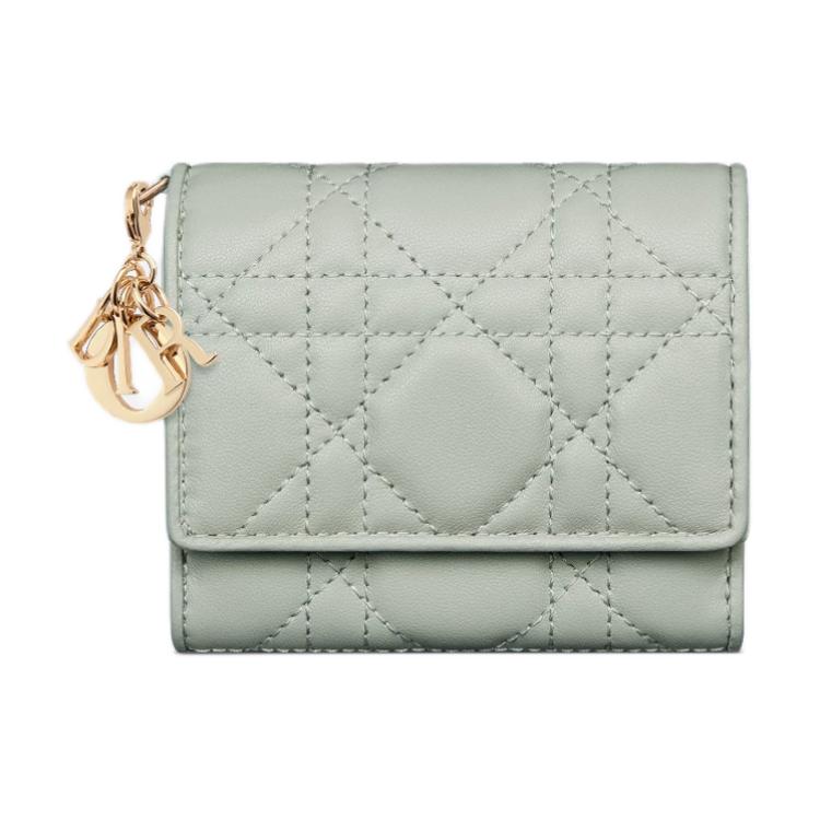 DIOR Lady Dior Soft Lambskin Handheld Card Holder Wallet Women's Bright Green
