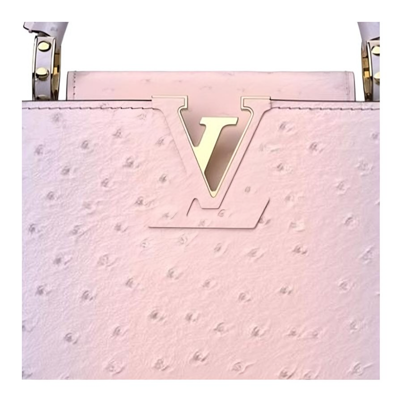 LOUIS VUITTON Capucines Ostrich Leather Capusin Shoulder Crossbody Handbag Mini Women's Purple & Pink