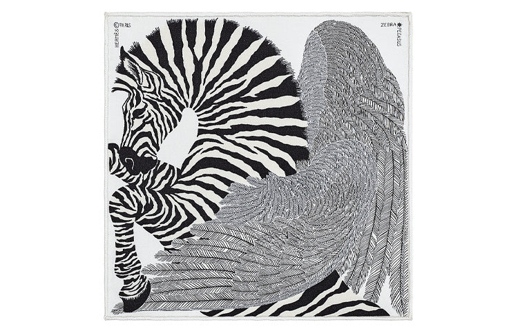 HERMES Silk Scarves Women's Black White