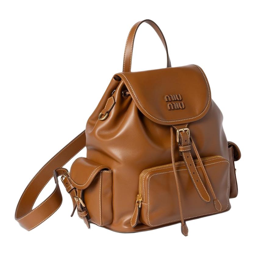 MIU MIU Calfskin Backpack Women's Brandy