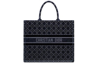 DIOR BookTote Embroidered Velvet Velour Tote Bag Shopping Bag Handbag Unisex Blue