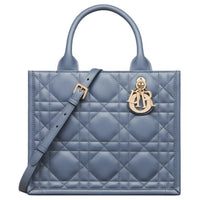 DIOR BookTote Calfskin Tote Bag, Shopping Bag, Shoulder Bag, Crossbody Bag, Handbag Trumpets Women's Denim Blue