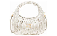 MIU MIU Wander Series Satin Hobo Bag Shoulder Bag Portable Crossbody Bag Women's White