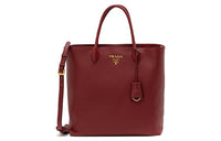 PRADA Cow Leather Tote Bag Shopping Bag Shoulder Bag Crossbody Bag Handbag Women's Red