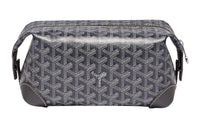 حقيبة مكياج GOYARD بولينج من القماش مع كلاتش جلدي للجنسين باللون الرمادي