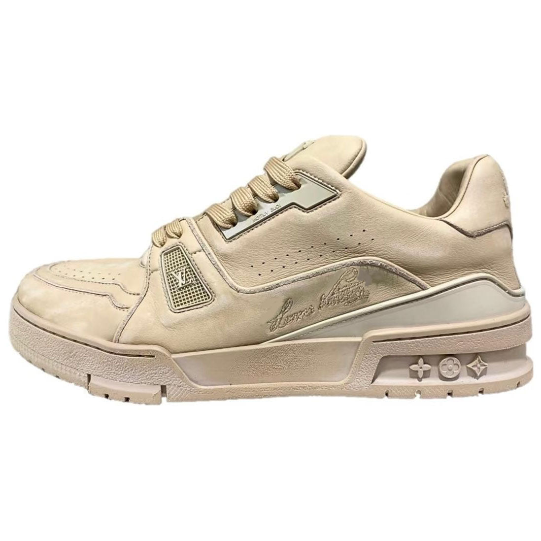 LOUIS VUITTON Trainer Low-Top Skateboard Shoes Men's Beige