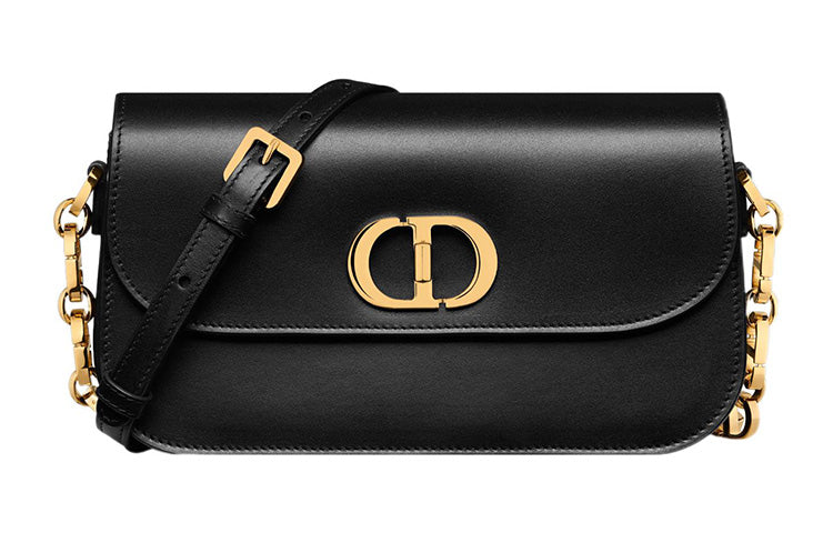 DIOR 30 Montaigne Smooth Cow Leather Shoulder Bag, Crossbody Bag Women's Black