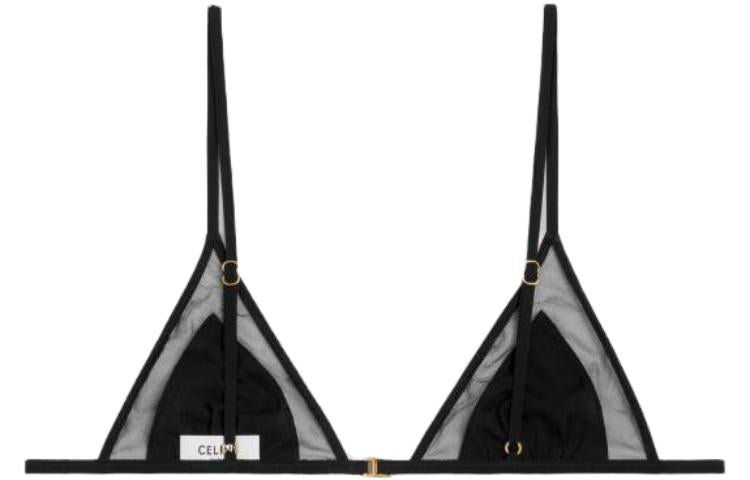 CELINE FW23 Triangle Bra In Silk Georgette Bra Women's Black