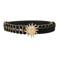 DIOR Pattern Design Calfskin Leather Belts Women's Black Width 1.5CM