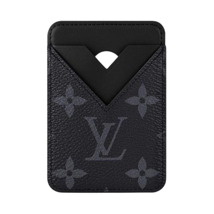 LOUIS VUITTON Leather Card Holder Unisex Black