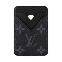 LOUIS VUITTON Leather Card Holder Unisex Black