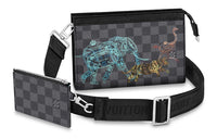 LOUIS VUITTON Gaston WW Coated Canvas Passport Holder Card Holder Crossbody Bag Men's Gray Black
