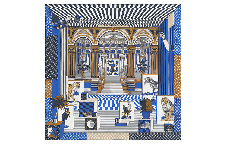 HERMES Silk Scarves Women's Royal Blue