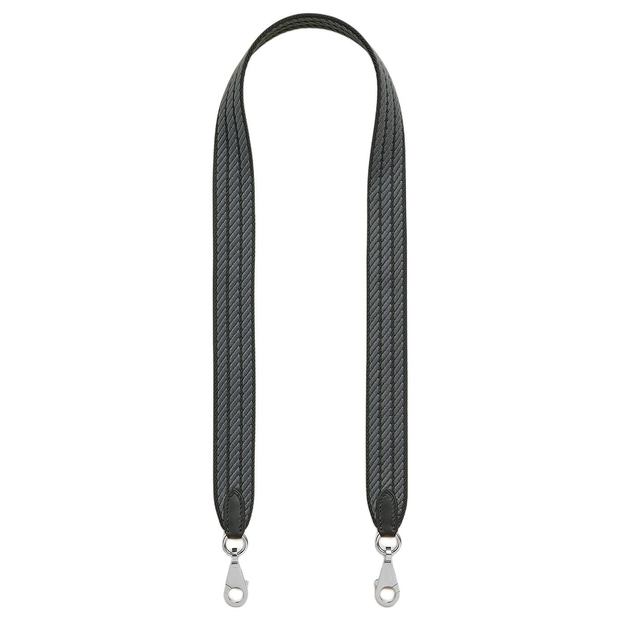 HERMES Cordage Canvas With Swift Calfskin Bag Shoulder Strap Women's Black/Gray
