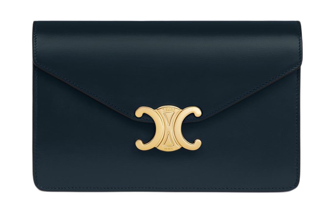 CELINE Shiny Calfskin Wallet Women's Marine Blue