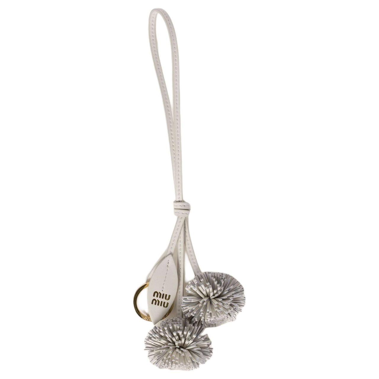 MIU MIU Calfskin Leather Pendants Unisex White