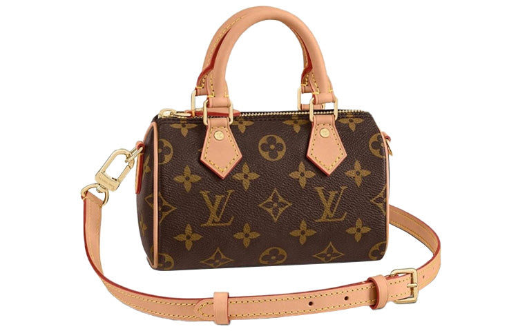 LOUIS VUITTON Nano Speedy Handbag Monogram Canvas Brown