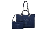 CHANEL Canvas Canvas Bag Tote Bag Shopping Bag Shoulder Bag Handbag Small Size Women's Dark Blue