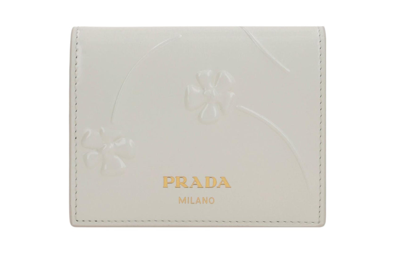 PRADA Calfskin Wallet Women's White