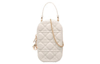 DIOR Lady Dior Lambskin Handbag Shoulder Bag Crossbody Bag Cell Phone Pouch Women's White
